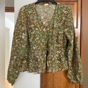 Ana Floral Green Blouse XL